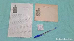 Militaria: Franco..Sobre y cuartilla Patriotica, escritura..Guerra Civil..papel..nacionales..frente ..censura